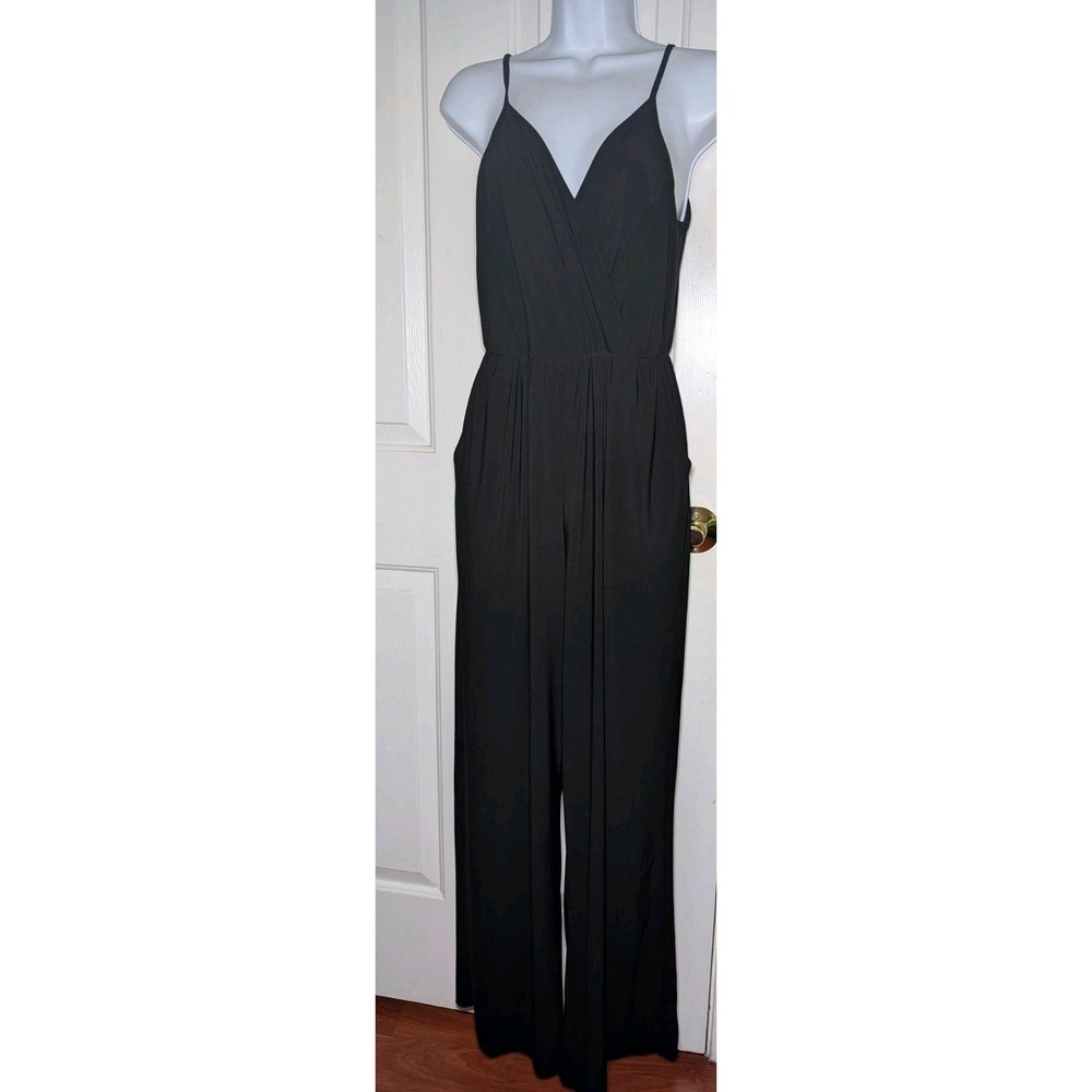 Kaileigh Women's Size Small Black Jumpsuit With Pockets Stretchy Waist Spaghetti